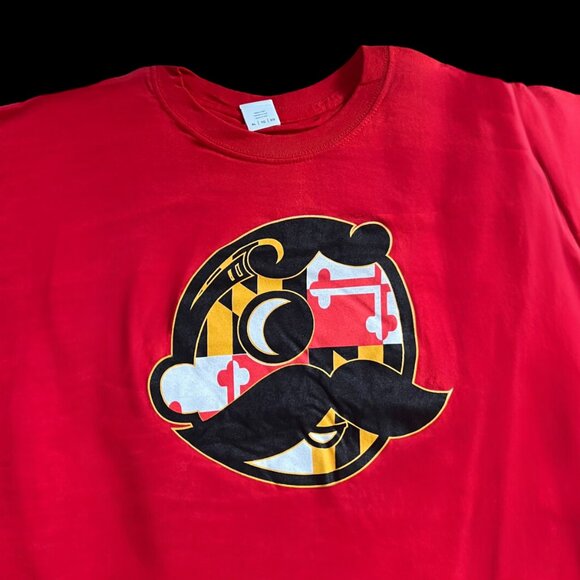 NEW National Bohemian Natty Boh Maryland Flag Red Cotton T-Shirt Size XL Logo - Picture 2 of 3